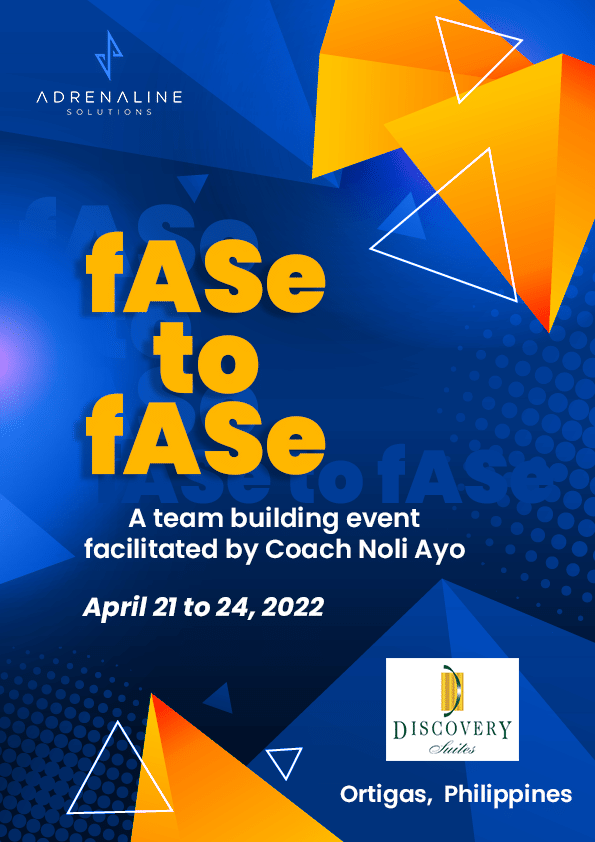 Poster of AS team building event facilitated by Coach Noli Ayo on April 21 to 24, 2022