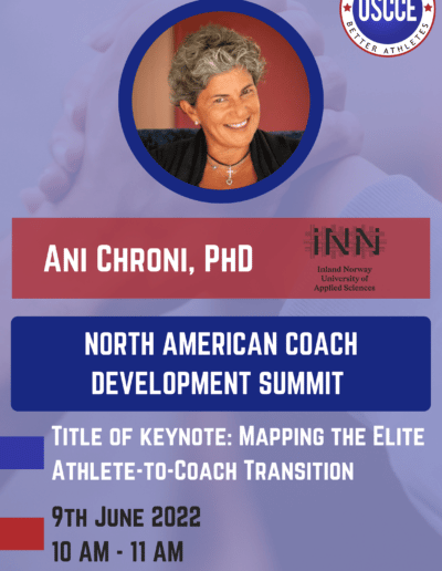 USCCE North American Coach Development Summit social media art card with Ani Chroni